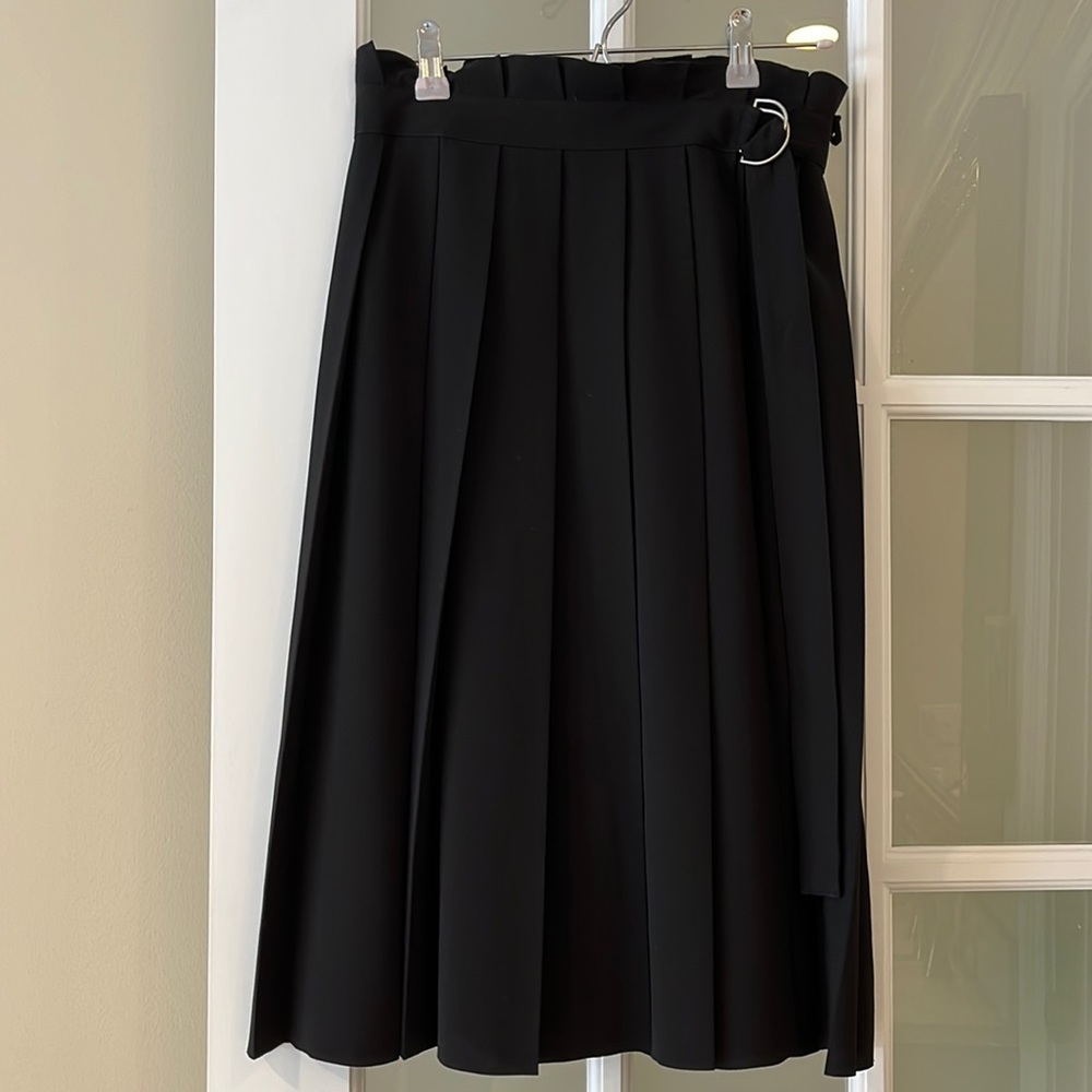 COS black pleated midi skirt